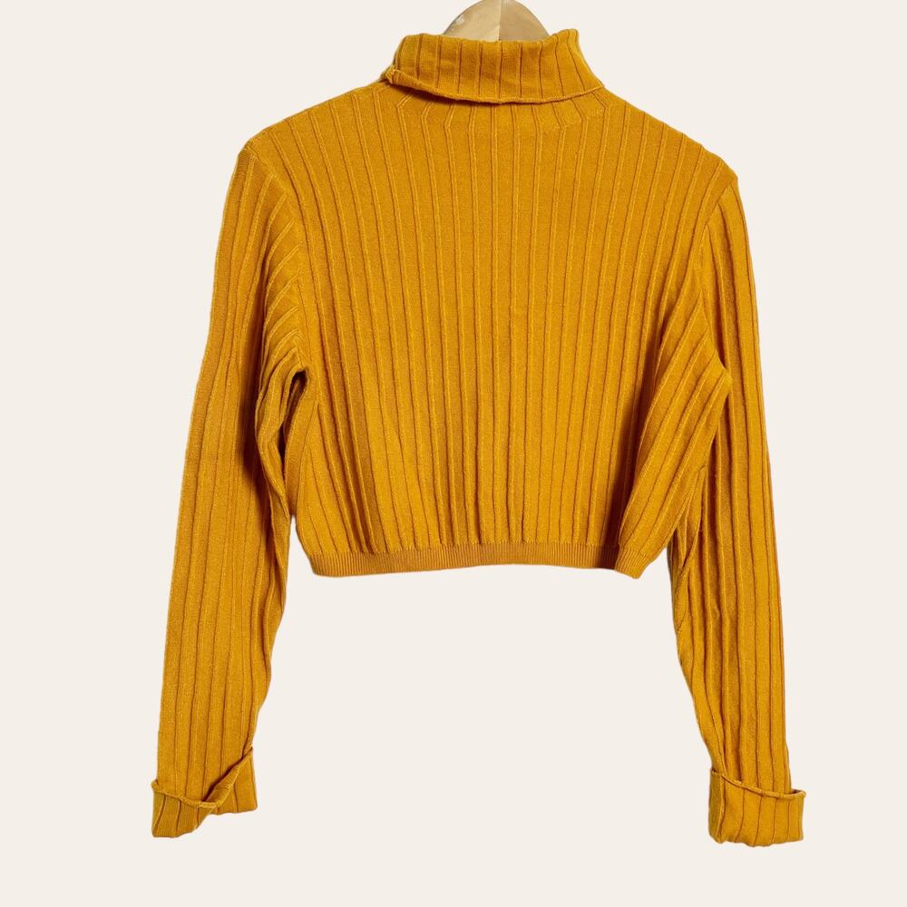 Revolve Lovers + Friends Mustard Yellow Turtleneck Crop Sweater Size Medium